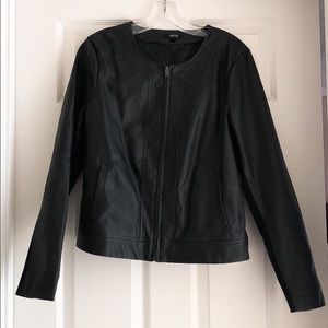 Faux Leather Collarless Jacket by Apt 9